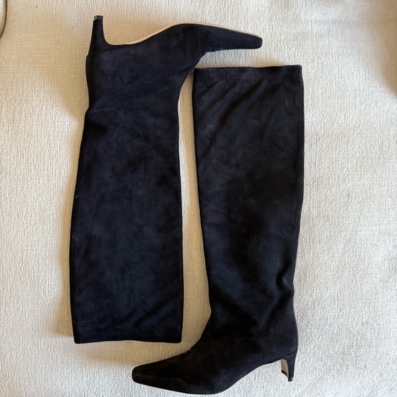 STAUD Wally Boots Black Suede Heeled Knee High Boots Size 38 - Picture 2 of 5